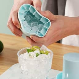 Bandeja de gelo cilíndrica de silicone azul – Máquina de fazer bolas de gelo de 2,5 cm, molde antiaderente sem BPA para uísque e coquetéis, bandeja segura para freezer e liberação fácil