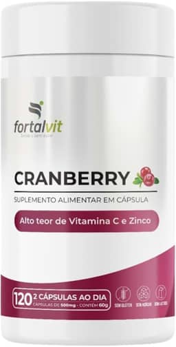 Cranberry, Alto Teor de Vitamina C e Zinco, Longa Duração: 2 Meses de Uso, 120 Cápsulas, Fortalvit