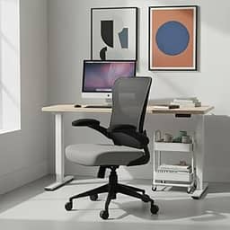 Cadeira Escritorio Ergonomica e Confortável DT3 Vita com revestimento Mesh Spandex™+Tecido Softex™, braço retrátil até 90º,Espuma Injetada, Certificada NR-17(Grey)