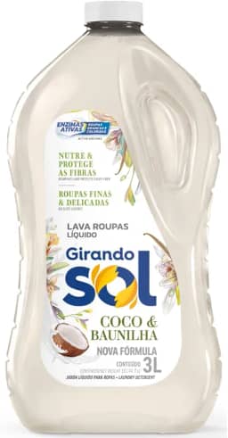 Girando Sol Lava Roupas Líquido Coco E Baunilha 3L
