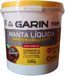 Manta Líquida Cinza Impermeabilizante p/Lajes, Paredes e Telhados Garin Vedac 3,6 Kg