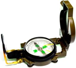 Bússola metálica militar com mira
