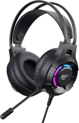 Havit Headphone Fone de Ouvido H2049d Black, Gamer, com Microfone, Iluminação RGB, Falante 50mm, Plug 3,5 mm, Preto