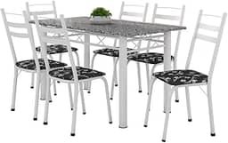 Conjunto De Mesa Itália Com 6 Cadeiras 1,40m Artefamol Granito/Branco