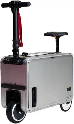 Espeksvika Mala Elétrica Inteligente Para Scooter De 30L, 20" Viagens, Com Assento E Luz Led, Bateria Longa Duração Leve (Prata)