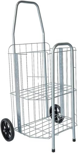 Carrinho De Feira Dobrável 2 Partes Reforçado 60kg Para Compras De Feira E Supermercado Dourado E Prata Compacto Ágil(Prata)