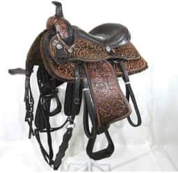 Sela Americana Quarto De Milha Entalhada Luxo Tambor Marrom Original Nova