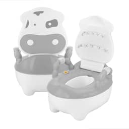 Troninho Infantil Prime Baby com Música Fazenda Penico Educativo com Depósito Removível Antiderrapante e Alças Giratórias para Desfralde (Branco)