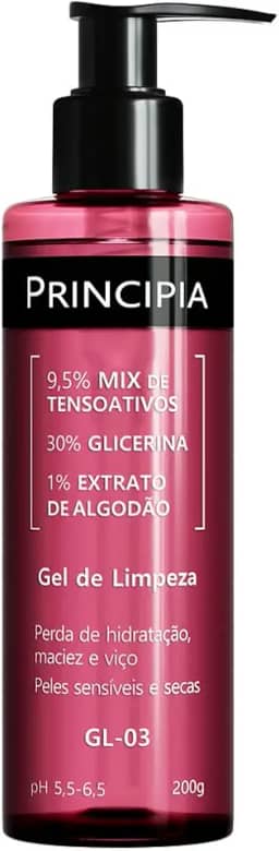 Gel de Limpeza Facial Hidratante Principia 9,5% Tensoativos + 30% Glicerina + 1% Extrato de Algodão GL-03 com 200g