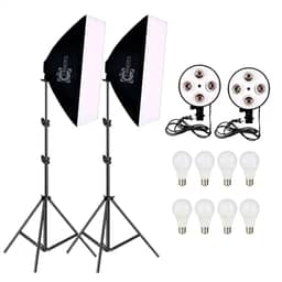 Kit Duplo Softbox Quadruplo Incluso Lâmpada LED 18W Bivolt e Tripé 2 Metros para estúdio fotográfico T-Photo