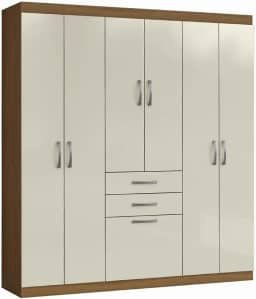 Guarda Roupas Casal 7 Portas 2 Gavetas Lisboa Aramóveis (MADEIRADO/AREIA)