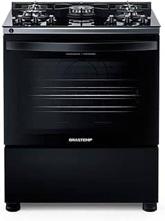 Fogão 5 Bocas de Piso Brastemp Mesa de Vidro Bivolt Preto BFS5VCE