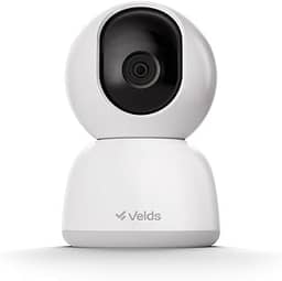 Câmera Inteligente Interna 360° Velds, Wi-Fi, Full HD, Ideal para Pets, Bebês e Casa, Rastreamento de Movimento, Visão Noturna, Detecção de Som, Áudio Bidirecional, Armazenamento até 256GB, Branco