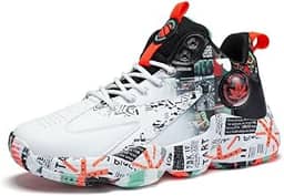 Bolognifi Tênis de basquete masculino de cano alto, calçados esportivos antiderrapantes para corrida, botas de basquete para treinamento ao ar livre presente(Black1,41 BR)