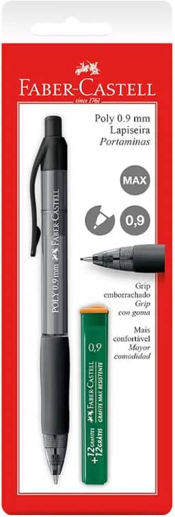 Lapiseira Poly 0.9mm, Faber-Castell, SM/09POLY, Cores Sortidas