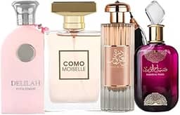 Kit 4 Perfumes Árabes Femininos | Delilah, Moiselle, Durrat & Sabah - Inspirados - Alta Fixação e Duração | Frasco PET 60ml
