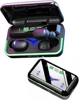 Kit Fone de Ouvido Sem Fio Bluetooth 5.1 Duplo TWS Som Imersivo, Compatível com Iphone e Android, Ideal para o Dia a Dia e Exercícios Com Case de Carregamento, Cabo e 3 Pares de Borrachina para o Fone