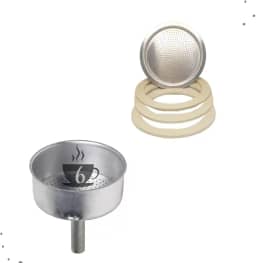 Kit Para Cafeteira Italiana Aluminio 6 Xícaras Moka Funil E Filtro Com Borracha