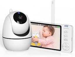 Babá Eletrônica, Monitor de Bebê com Câmera 1080p, Tela de 5 Polegadas, Visão Noturna, Comunicação Bidirecional, Sensor de Temperatura