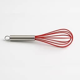 Fouet Fuê Batedor Claras Manual de Silicone Vermelho com Cabo de Aço Inoxidável Receitas Bolo Ovos Cremes Fuet Misturador Profissional Grande 25 cm