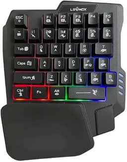 Teclado Gamer Single Handed Profissional, Semi Mecânico RGB, Design Compacto, LED Personalizável, Compatível com PC
