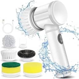 Escova de Limpeza Elétrica Giratória Portátil Sem Fio Recarregável 5 em 1 Limpeza Geral Multifuncional Para Cozinha Banheiro Carro