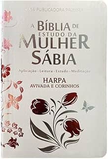 Bíblia da mulher sábia full color c/ harpa - Tulipa branca