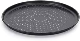 Forma Pizza Italiana 35 cm Furada Alumínio Fortaleza Preto