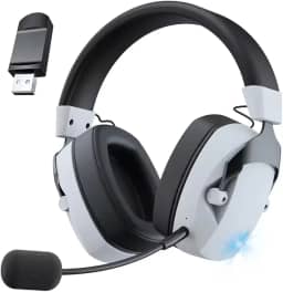 Headset Gamer, GIZNIC BL100 PRO Fone Gamer, Fone de Ouvido Sem Fio Para Jogos, Conexão USB e Bluetooth, Microfone Destacável, Design Leve e Confortável - Preto e Branco