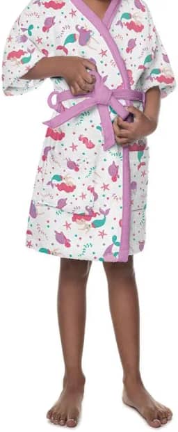 Roupão Felpudo Infantil Quimono Estampado Sereia G Com 1 peça