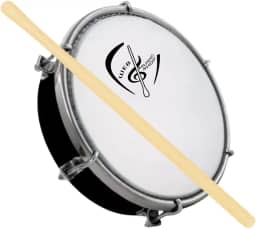 Tamborim 6 Pol. Abs Pele Leitosa C/Baqueta Madeira e Chave de Afinação - Web Music Shop (BK)