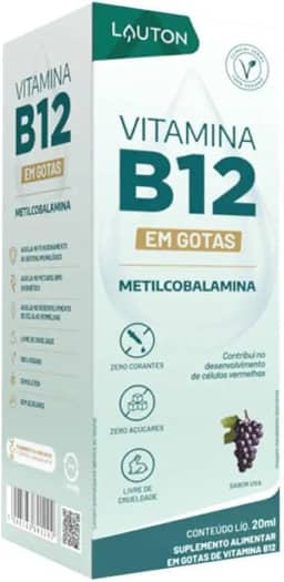 Vitamina B12 em Gotas Metilcobalamina 9,94mcg 20ml - Lauton