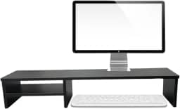 Suporte Para Monitor Elevado Mesa Home Office Setup Gamer Organizador MDF 80cm (Preto)