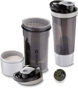 Coqueteleira Academia Shaker Premium 700ml Fitness Com Compartimento Divisória Whey SHOP ZIN.GO