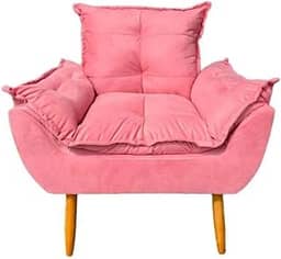 Poltrona Decorativa para Sala de Estar Linda Platinum Decor Rose