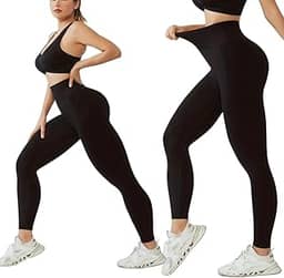 Kit 2 Calça Legging Feminina Básica Preta Lisa Cintura Alta