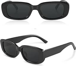 Óculos De Sol Unissex Tendência Retrô Vintage Retangular Preto Blogueira Moda