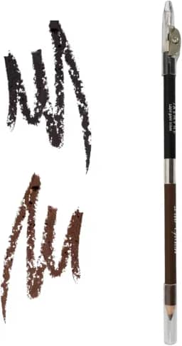 Lápis de Olho 2 em 1, Preto e Marrom, com Apontador Incluso, Alta Pigmentação e Textura Macia