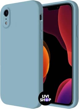 Capa Case Capinha Para iPhone XR Silicone Com Bordas Elevadas Aveludada Forro Premium (AZUL BEBE)