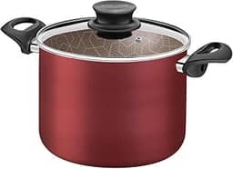 Caldeirão Tramontina Paris em Alumínio com Revestimento Interno e Externo em Antiaderente Starflon Max Vermelho com Tampa de Vidro 16 cm 2,1 L