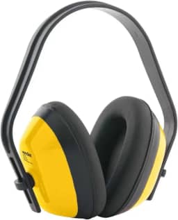 Protetor Auricular Tipo Concha, Abafador de Ruídos Profissional, Ajustável, Amarelo e Preto