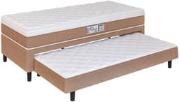 Cama Box Solteiro Com Cama Auxiliar Conjugada Espuma D28 Aspen 88x188x53cm Marrom/Branco Hellen