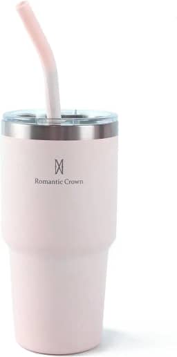 Copo Térmico de Aço Inoxidável 591ml, com Canudo e Tampa, Garrafa Termica Isolada a Vácuo Copos Garrafas Termo Pequeno Para Viagem Portátil, Para Água, Chá Gelado, Café, Smoothies e Muito Mais