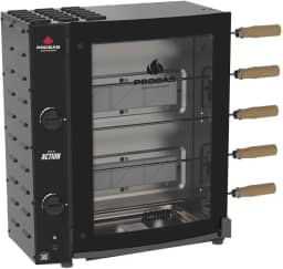 Forno Assador Rotativo Industrial c/Infravermelho PRAC-05I - Estrutura em Aço Gás c/Controle de Chama 5 Espetos p/ 1.3Kg/ Cada - Progás Bivolt - Chave Seletora