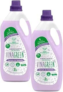 Kit 2 Amaciante Natural Suave Hipoalergênico 2L Vinagre Elimina Odores Mau Cheiro Manchas Não Irrita Pele Biodegradável Álcool Orgânico Roupinhas Bebê Adulto Alergia (Campos de lavanda)