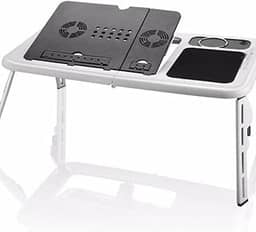 Mesa para Notebook Portátil com 2 Coolers USB, Suporte Ajustável, Porta Copo e Mouse