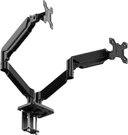 WK-MSP2, Suporte Duplo Ergonômico Articulado de Mesa com Pistão a Gás, Design Compacto e Retrátil para Monitores de 12'' a 32'', Suporta de 2kg a 10kg, Preto