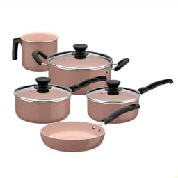 Jogo de Panelas Tramontina Revestimento Cerâmico 5 Peças Évora cor Capuccino