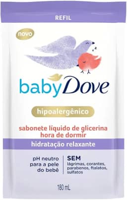 Baby Dove Sabonete Líquido De Glicerina Hidratação Relaxante Hora De Dormir Sachê 180Ml Refil