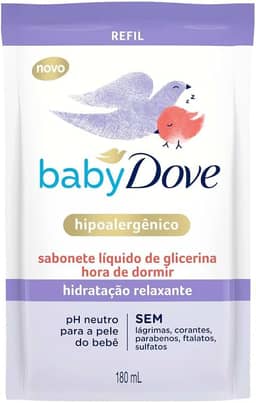 Baby Dove Sabonete Líquido De Glicerina Hidratação Relaxante Hora De Dormir Sachê 180Ml Refil